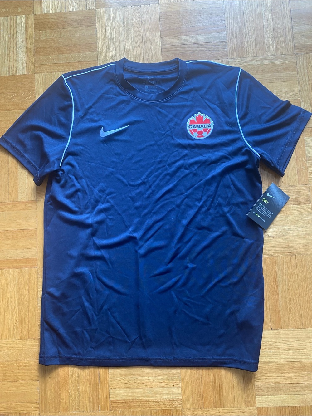 Nike Men's Navy Canada Soccer Training Tee with White Trim